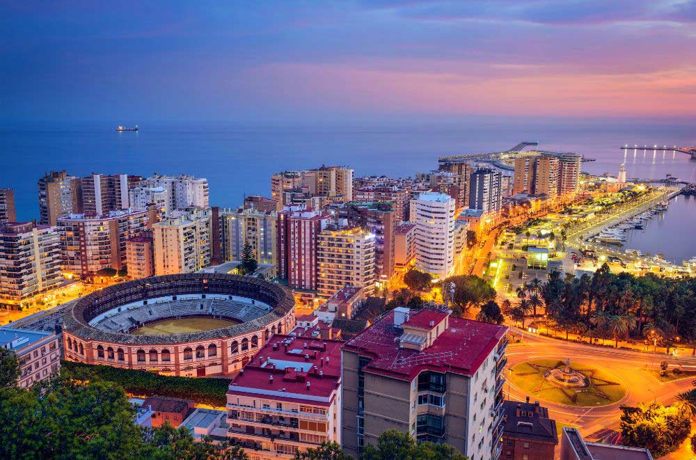 Malaga at sunset